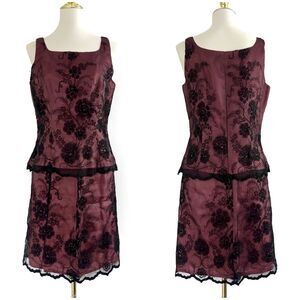 Vintage Geometrie Pink Lace Overlay Y2K Corset Style Top & Skirt Set Womens 10